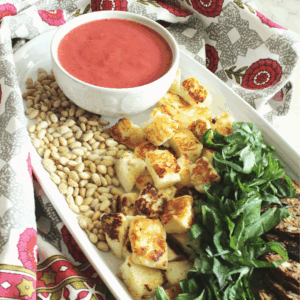 Grilled Halloumi and Strawberry Puree Cheese Board