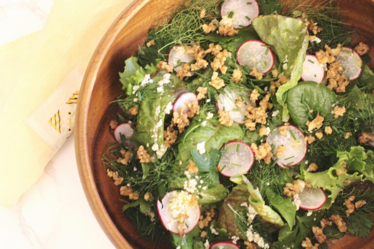 Mixed Greens With Maple Spiced Walnuts & Blue Cheese Vinaigrette