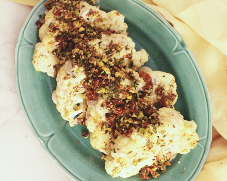 Roasted Cauliflower with Herb–Nut Crumble & Tahini Yogurt